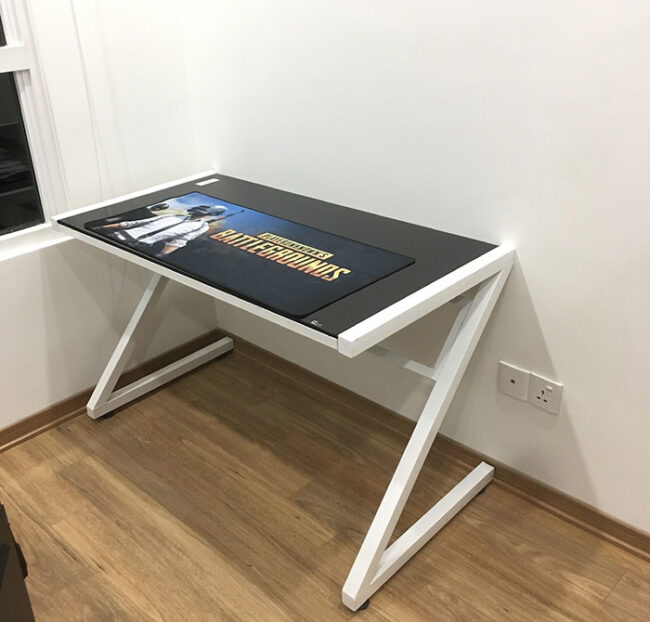 Bàn Gaming Z- Desk Mặt Kính Cường Lực Trắng