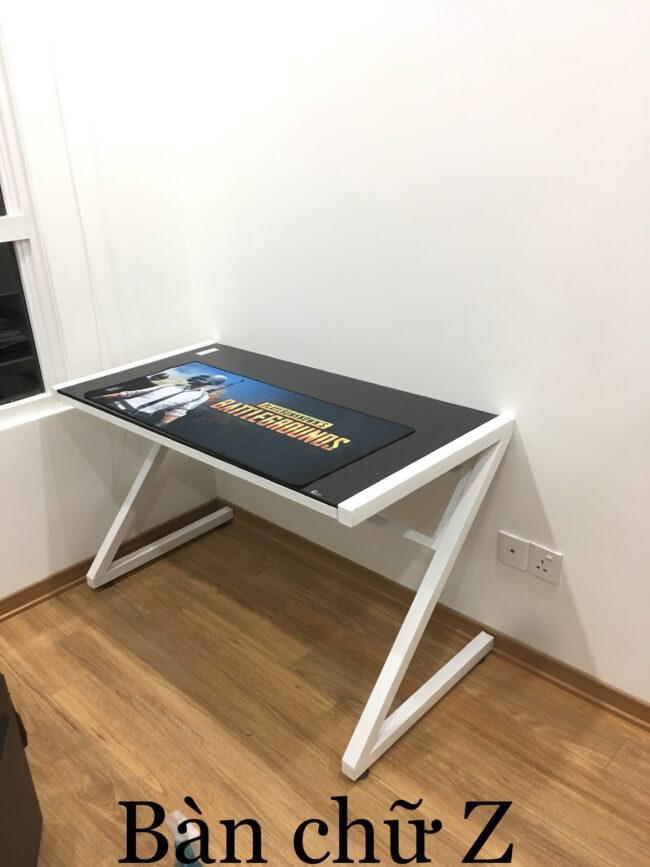 Bàn Gaming Z- Desk Mặt Kính Cường Lực Trắng - Hình ảnh 4