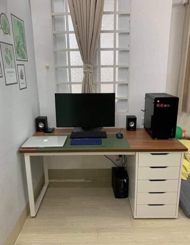 Bàn IKEA 1 Hộc Tủ Trắng ( Mặt Tùy Biến Màu Sắc ) - Hình ảnh 2