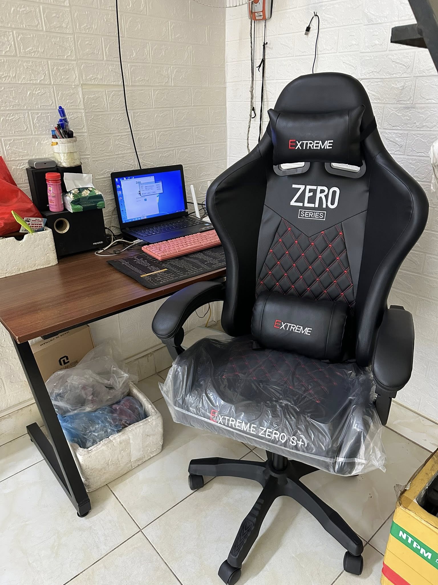 Combo bàn ghế gaming Extreme Zero S+ bàn K mặt gỗ MDF - Ảnh 5