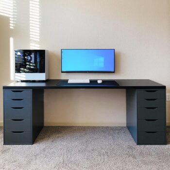 Bàn Ikea 2 Hộc Tủ Đen ( Mặt Tùy Biến Màu Sắc )