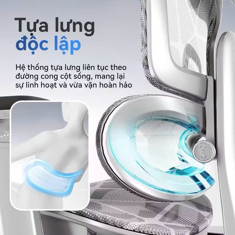Ghế công thái học Solid M2 - Ghế chơi game, làm việc full lưới maxtric, chức năng xoay ngả kèm kê chân - Ảnh 6