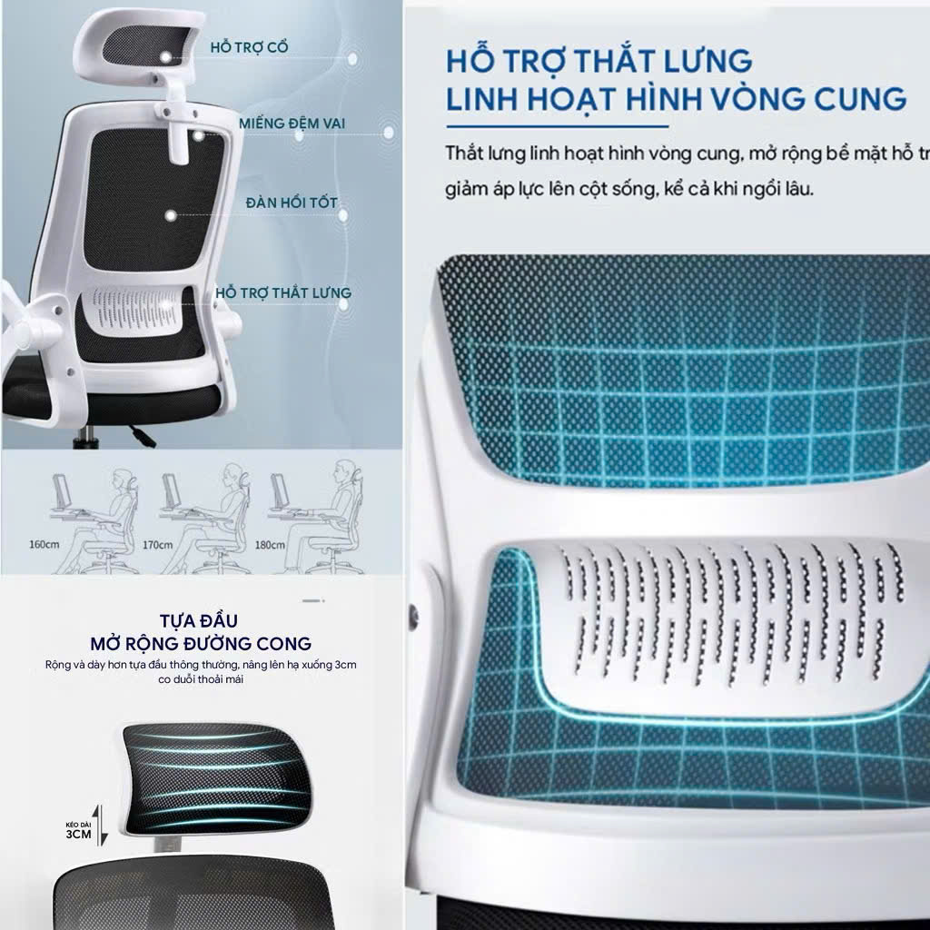 Ghế công thái học CTH S04 Đen ( Full Black ) - Ảnh 5