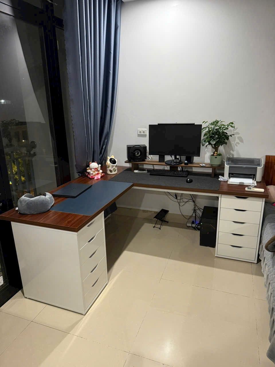 Bàn Ikea chữ L 2 Hộc - Chất liệu gỗ MDF Phủ Melamin Chống Thấm và Chống Xước - Ảnh 2