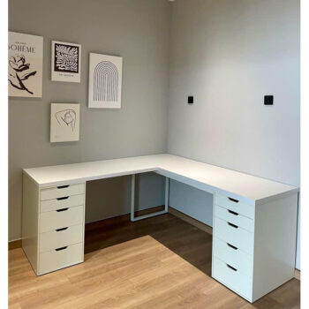 Bàn Ikea chữ L 2 Hộc - Chất liệu gỗ MDF Phủ Melamin Chống Thấm và Chống Xước