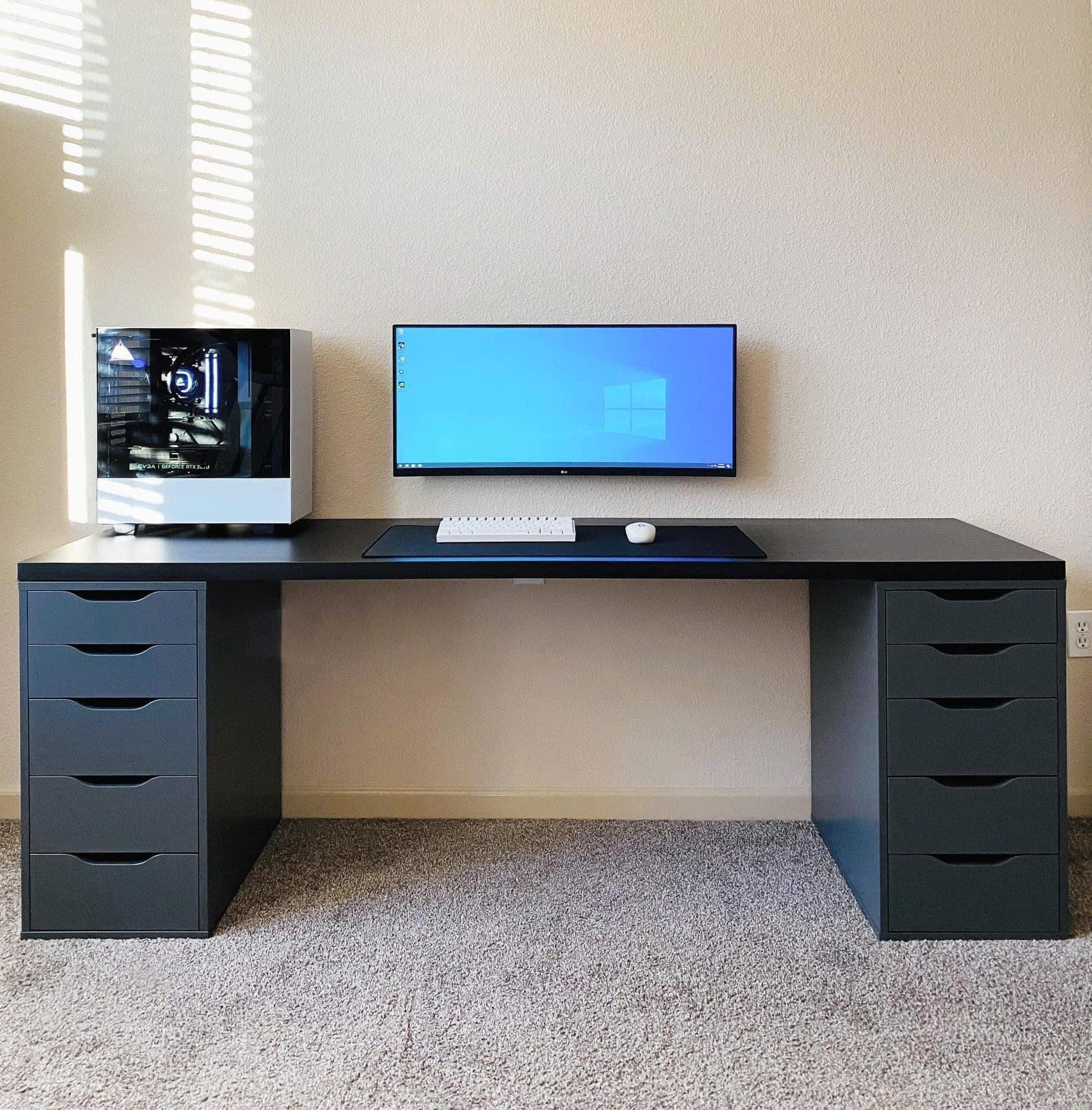 Bàn Ikea 2 Hộc Tủ - Chất liệu gỗ MDF Phủ Melamin Chống Thấm và Chống Xước