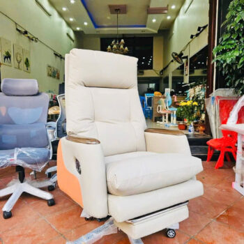 Ghế giám đốc bọc da cao cấp HLY bản tay da và tay gỗ